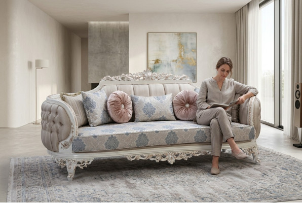 Chesterfield 3-seater designer sofa luxury upholstered sofas couches fabric textile new