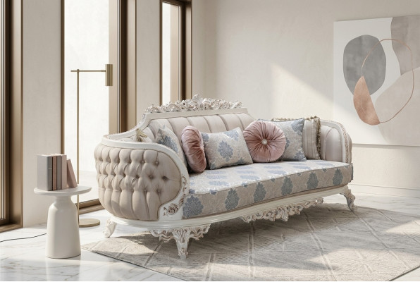 Chesterfield 3-seater designer sofa luxury upholstered sofas couches fabric textile new