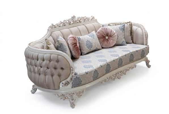 Chesterfield 3-seater designer sofa luxury upholstered sofas couches fabric textile new