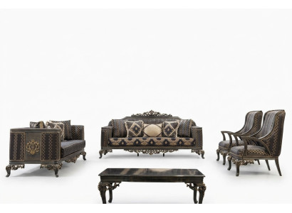 Chesterfield Designer Sofa Group 5-piece Set Sofa Set 3+3+1+1 Seat Coffee Table
