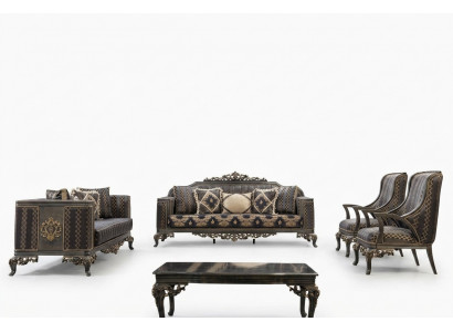 Chesterfield Designer Sofa Group 5-piece Set Sofa Set 3+3+1+1 Seat Coffee Table