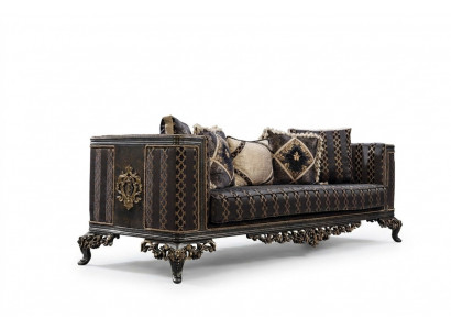 Baroque Rococo 3-Seater Designer Sofa Couch Upholstered Sofas Couches Fabric Textile New