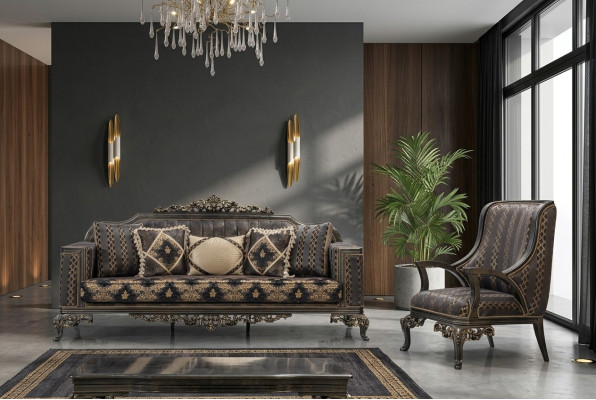 Luxury Chesterfield Sofa Set 3+1 Seater Classic Sofa Baroque Upholstered Seat