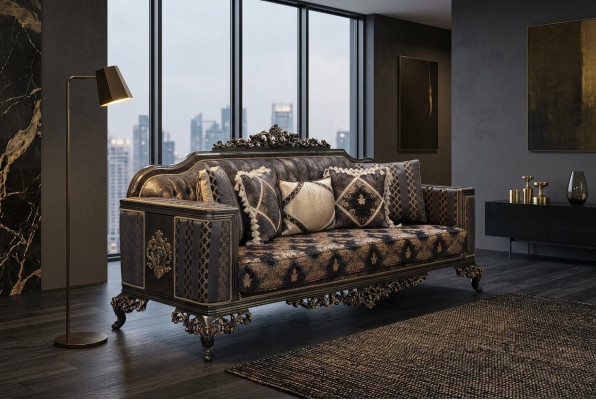 Chesterfield 3-Seater Designer Sofa Luxury Upholstered Sofas Couches Fabric Textile New
