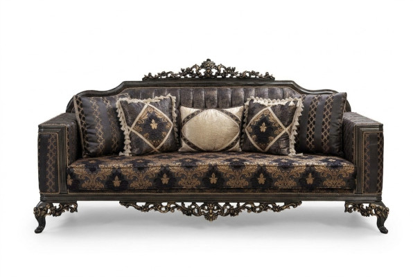 Chesterfield 3-Seater Designer Sofa Luxury Upholstered Sofas Couches Fabric Textile New