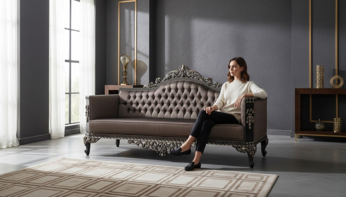 Luxury Three-Seater Design Sofa 3-Seater Upholstered Couch Chesterfield Sofas