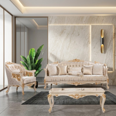 Luxury Chesterfield Sofa Set 3+1 Seater Classic Sofa Baroque Upholstered Seat