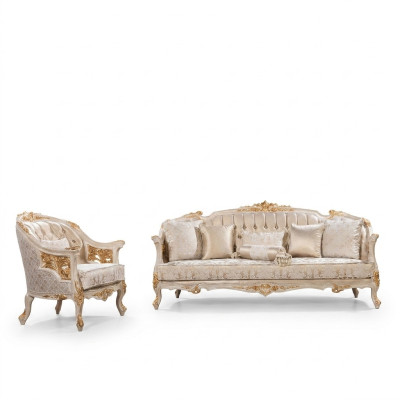 Luxury Chesterfield Sofa Set 3+1 Seater Classic Sofa Baroque Upholstered Seat