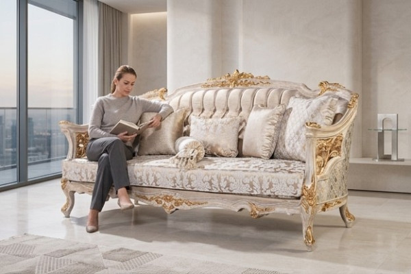 Chesterfield 3-seater designer sofa luxury upholstered sofas couches fabric textile new