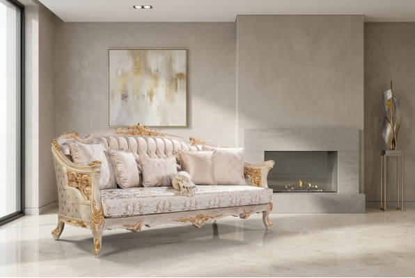 Chesterfield 3-seater designer sofa luxury upholstered sofas couches fabric textile new