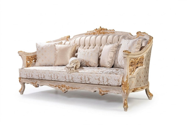 Chesterfield 3-seater designer sofa luxury upholstered sofas couches fabric textile new