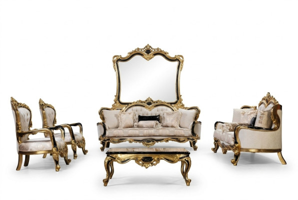 Chesterfield Baroque Sofa Couch 5-piece Set Sofa Set 3+3+1+1 Seat Coffee Table