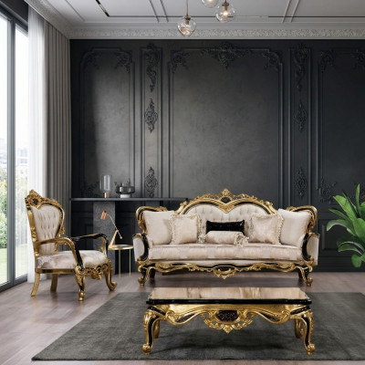 Classic Luxury Sofa Set Armchair Living Room Set 3+1 Seat Chesterfield