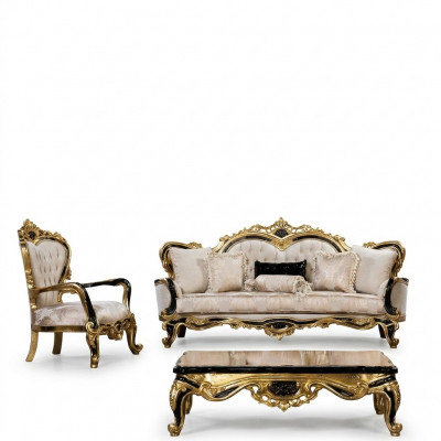 Classic Luxury Sofa Set Armchair Living Room Set 3+1 Seat Chesterfield