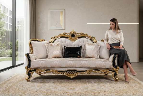 Chesterfield 3 Seater Designer Sofa Luxury Upholstered Sofas Couches Fabric Textile New