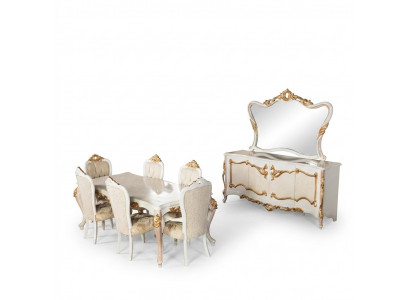 Luxury Set Dining Room Dining Table Chair XL Table Tables Chairs Wood Design 7 pcs New