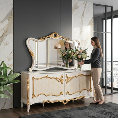 Sideboard with mirror set baroque dining dressers wooden dresser wooden cabinet new