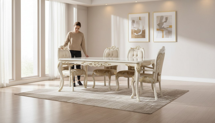 Classic dining table beige design table wood tables furniture living room