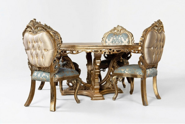 Golden Baroque Dining Table Round Table Round Dining Tables Wood Tables 173cm