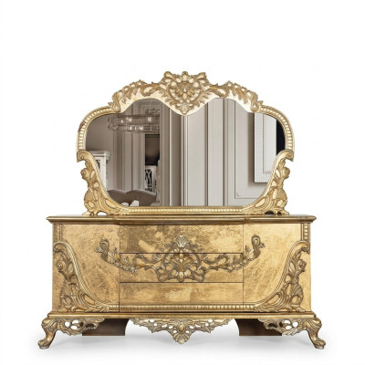 Set Chest of Drawers Mirror Set Chests Wood Group Sideboard Furniture Baroque