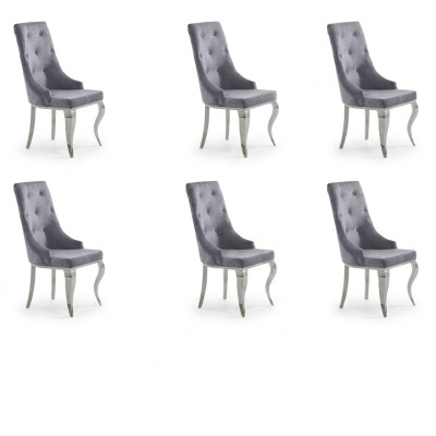 6x Chesterfield Designer Upholstered Chairs Textile Seat Set New