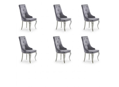 6x Chesterfield Designer Upholstered Chairs Textile Seat Set New