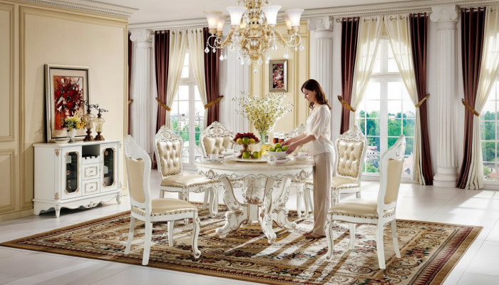 Dining room set dining group wooden table complete set 7-piece dining table 6 chairs