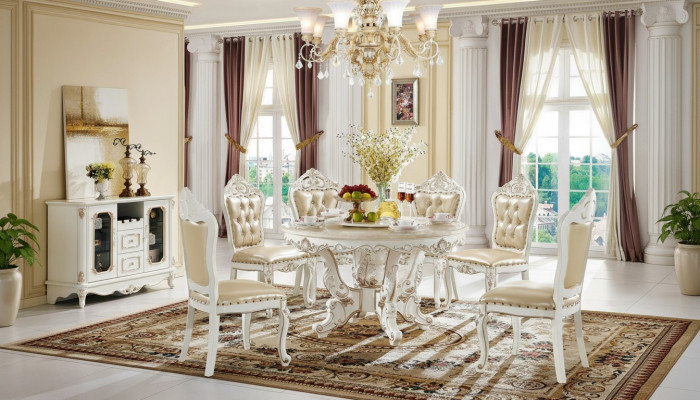 Dining room set dining group wooden table complete set 7-piece dining table 6 chairs
