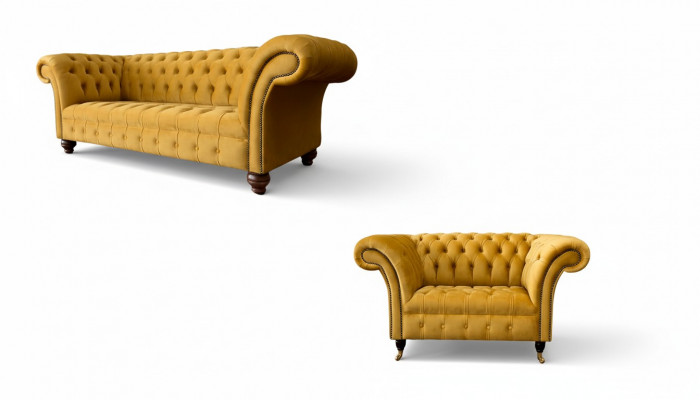 Chesterfield Sofa Set 2+1 Seater Design Upholstery Modern Set