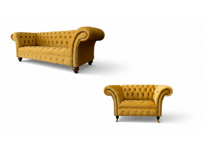 Chesterfield Sofa Set 2+1 Seater Design Upholstery Modern Set