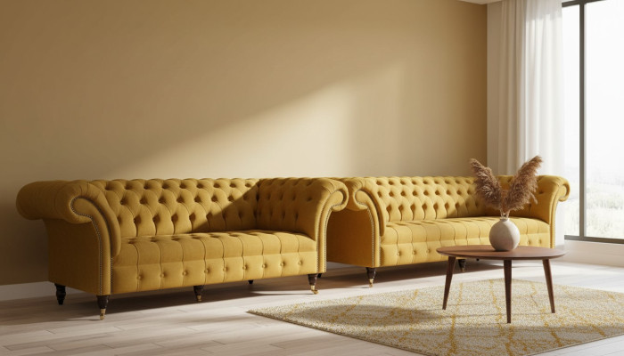 Luxury Beige Sofa Set 3+3 Seater Modern Couch Living Room Style Furniture