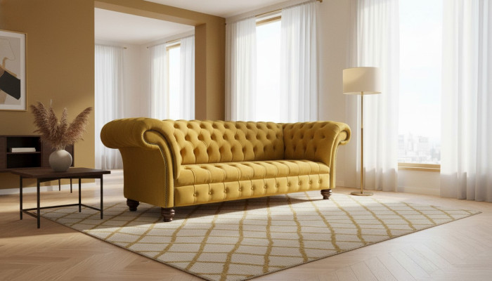 Chesterfield 3-seater designer sofa couch upholstery sofas couches fabric
