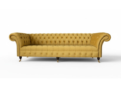 Elegance Design Sofa 4-Seater Couch Upholstery Luxury Textile Chesterfield Sofas Yellow