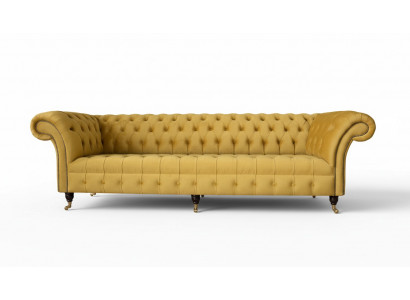 Elegance Design Sofa 4-Seater Couch Upholstery Luxury Textile Chesterfield Sofas Yellow