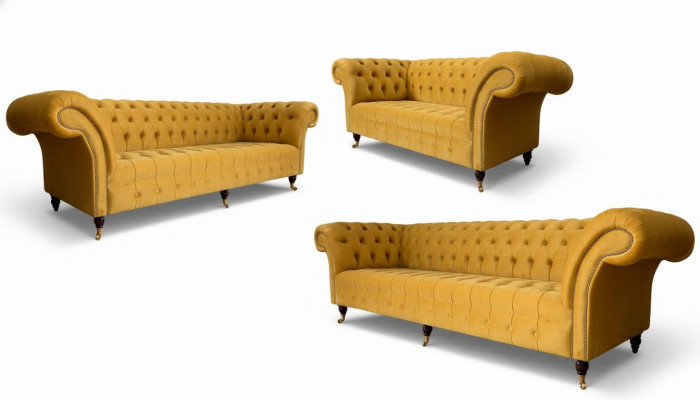 Yellow Chesterfield Sofa Set Couch Upholstery Set Complete Seating Suite