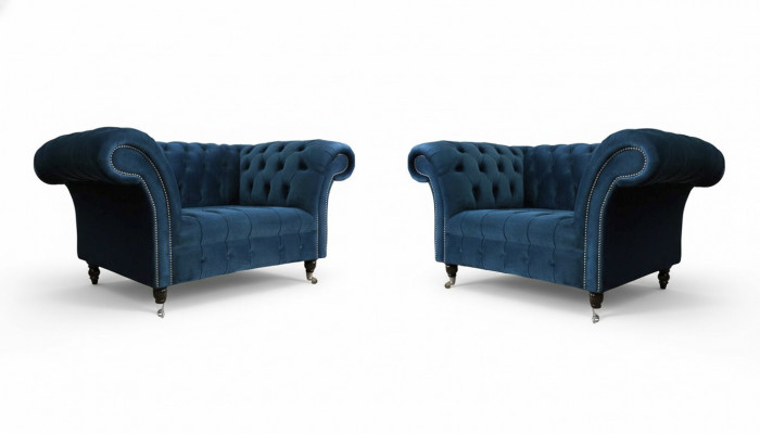 Chesterfield Armchair Furniture Set 2x Single Seater Set Luxury Armchairs Couches 2-piece.