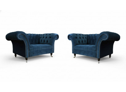 Chesterfield Armchair Furniture Set 2x Single Seater Set Luxury Armchairs Couches 2-piece.