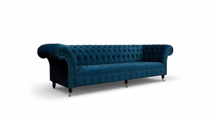 Designer Luxury Chesterfield Sofa 4-Seater Couch Upholstered Sofas Furniture Blue
