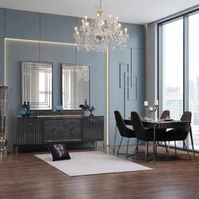 Luxury Dining Room Set Dining Table + 6x Chairs Designer Set Dining Group Suite