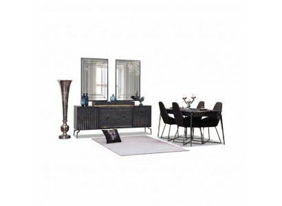 Luxury Dining Room Set Dining Table + 6x Chairs Designer Set Dining Group Suite