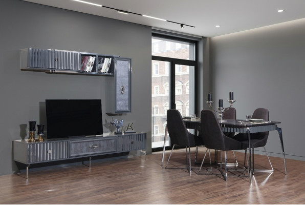 Dining table with 6 chairs, table furniture, 8-piece dining room set