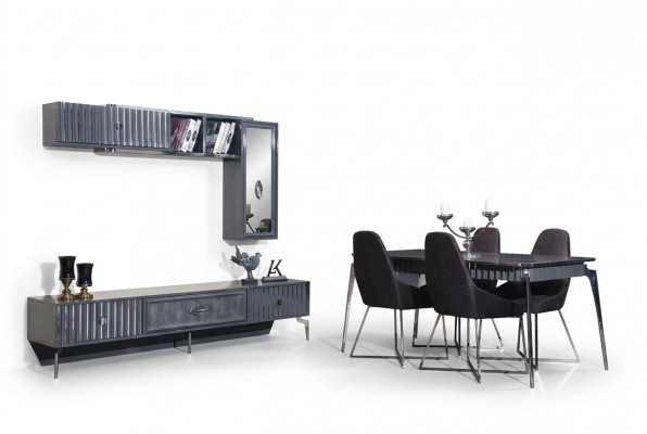 Dining table with 6 chairs, table furniture, 8-piece dining room set