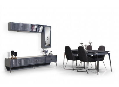 Dining table with 6 chairs, table furniture, 8-piece dining room set