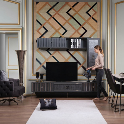 Luxury Wall Unit Living Room Sideboard RTV Shelf Walls Cabinet