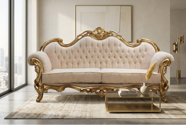 Sofa 3 seat fabric three-seater sofas luxury living room chesterfield baroque