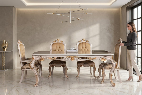 Dining table set dining room table chair set 4x chair wood 5-piece