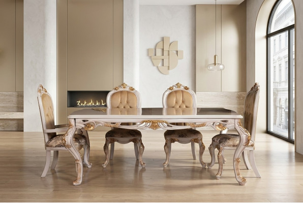 Dining table set dining room table chair set 4x chair wood 5-piece