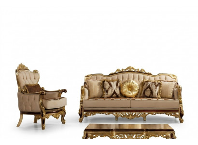 Luxury Sofa Beige Sofa Set Armchair 3+1 Seater Fabric Design Sofas