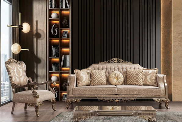 Chesterfield sofa set with coffee table sofa set upholstered furniture 5-piece.