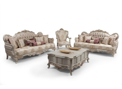 Sofa Set Baroque Rococo Furniture Living Room Seating Suite Upholstered 4 pcs. New